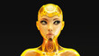 Artistic 3D illustration of a female cyborg