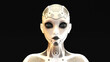Artistic 3D illustration of a female cyborg