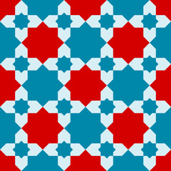 Poster - Seamless Repeating Tile Pattern with Oriental Decoration Star Elements. Vector Image.