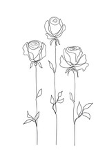 Wall Mural - Rose flower set. Continuous drawing. Line art concept design. Stylish modern trend pattern