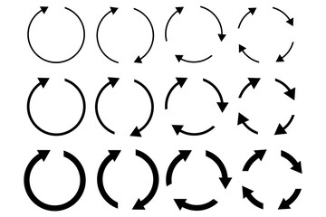 Poster - Recycling icon. Set of circular arrows. Movement symbol. Reset button. Vector illustration. Stock photo.