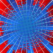 © noravector - Red and blue spider web cartoon background. Colored comic book illustration, vector comics backdrop.
