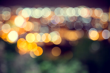 Poster - Blur defocus bokeh of light in the city with dark