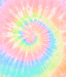 Fototapeta Miasta - Spiral tie dye background. Swirl tie-dye pattern. Hippie boho circular tiedye wallpaper in pastel pink neon green and blue.