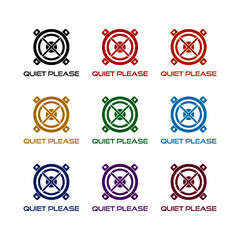 Poster - Mute, quiet, silence, silent icon, color set