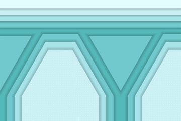 Poster - Paper cut abstract geometric background template use square layout with flat blue turquoise. 