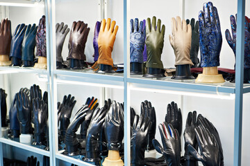 Wall Mural - Leather gloves in store