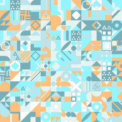 Wall Mural - Colorful geometric pattern with different shapes. Modern creative texture, minimal flat style. 