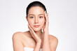 © kitthanes  - Beautiful young asian woman with clean fresh skin on white background, Face care, Facial treatment, Cosmetology, beauty and spa, Asian women portrait