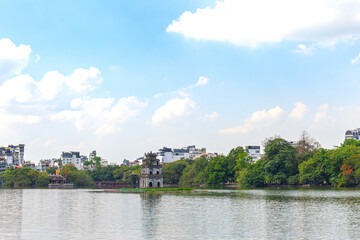 Wall Mural - Amazing view in Hoan Kiem Lake ( Swork Lake) in Hanoi, Capital of Vietnam