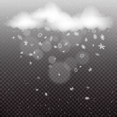 Wall Mural - Clouds with snowfall template dark background