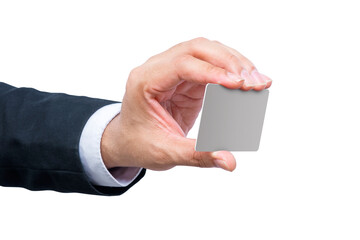 Wall Mural - Businessman showing an empty card with his hand