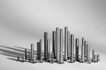 Canvas Print - City skyline constructed from nuts and bolts and screws