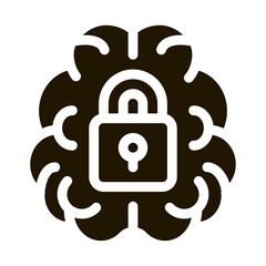 Poster - brain and locked padlock glyph icon vector. brain and locked padlock sign. isolated symbol illustrat