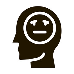Poster - man melancholy smiley glyph icon vector. man melancholy smiley sign. isolated symbol illustration
