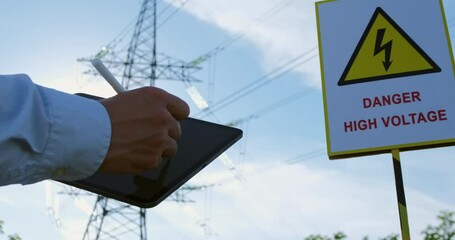 Wall Mural - inspection and the check out of high voltage lines.