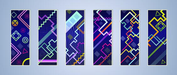 Fototapete - Set of modern abstract backgrounds with gradient linear waves. Simply geometric template for design