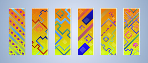 Fototapete - Set of modern abstract backgrounds with gradient linear waves. Simply geometric template for design