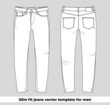 Slim fit jeans vector template for men