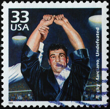 Boxer Rocky Marciano On American Postage Stamp