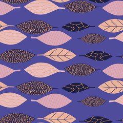 Poster - Colorful leafs with prints repeat pattern print background design