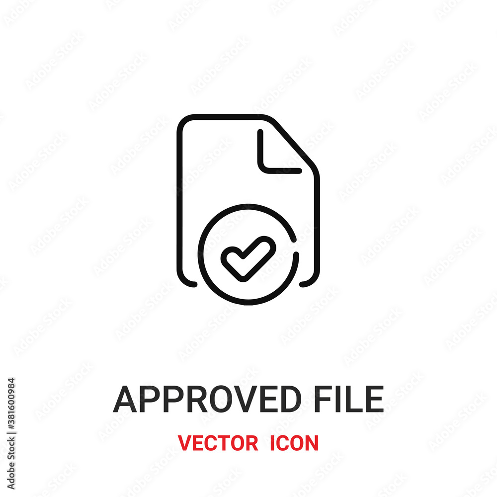 Approved file vector icon. Modern, simple flat vector illustration for ...