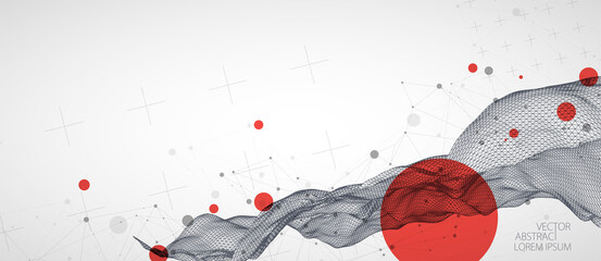 Wireframe background with plexus effect. Futuristic vector illustration.