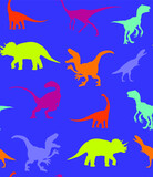 Fototapeta Dinusie - Abstract Hand Drawing Dinosaurs Repeating Vector Pattern Isolated Background