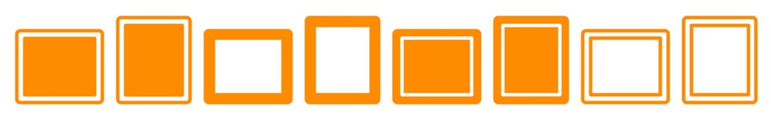 Wall Mural - frame icon orange | frames illustration | rectangle symbol | label emblem logo box | button sign | i