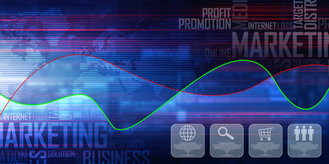 Poster - 2d rendering Stock market online business concept. business Graph 