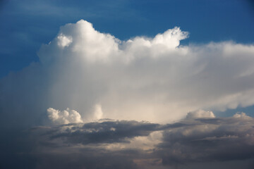 Wall Mural - white yacht on sea surface and storm clouds