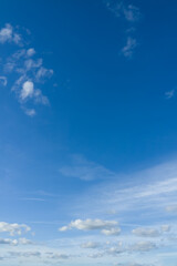 Wall Mural - Beautiful vertical photo of bright sky and small clouds.