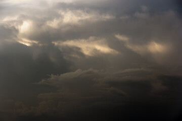 Wall Mural - white yacht on sea surface and storm clouds