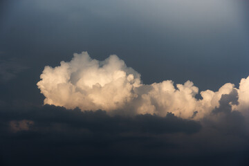 Wall Mural - white yacht on sea surface and storm clouds