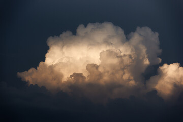 Wall Mural - white yacht on sea surface and storm clouds