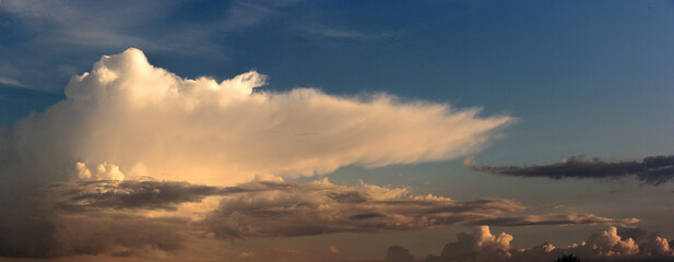 Wall Mural - white yacht on sea surface and storm clouds