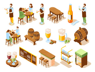 Canvas Print -  Beer Pub Isometric Icons