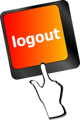 Poster - logout word on computer keyboard button