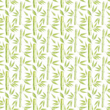 Fototapeta Dziecięca - Seamless white and green pattern with hand painted watercolor bamboo branches and leaves sketches.