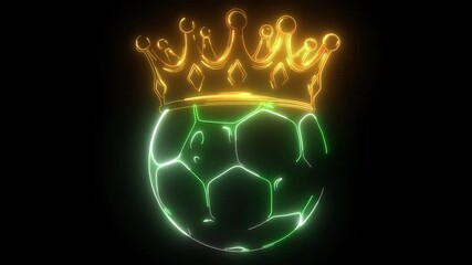 Poster - Gold crown on a soccer ball isolated on black