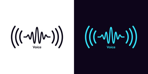 Poster - sound wave icon for voice recognition in virtual assistant, speech signal. abstract audio wave, voic