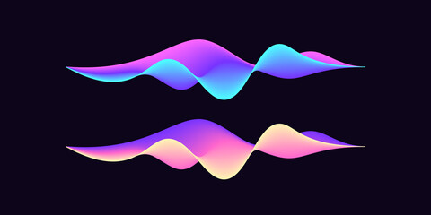 Poster - abstract wave shape for voice recognition system, virtual assistant speech. gradient audio wave, fut
