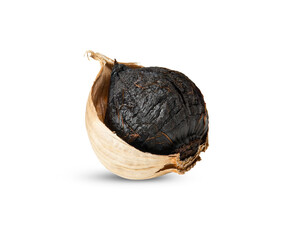 Wall Mural -  Black garlic isolated on white background.