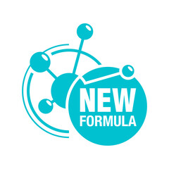 Poster - New Formula stamp in circular form with molecular structure - isolated vector sticker for packaging information