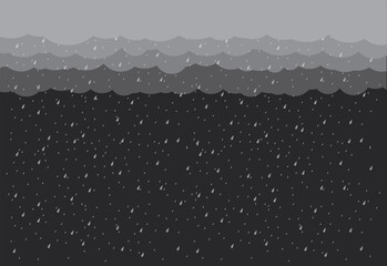 Wall Mural - heavy rain in dark sky, rainy season, clouds and storm, weather nature background, flood natural dis
