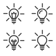 Poster - Bulb light vector icons set. lamp icon. Lighting Electric lamp illustration symbol. Idea sign or logo.