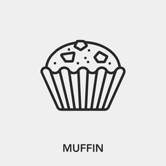 Poster - muffin icon vector. Linear style sign for mobile concept and web design. cupcake symbol illustration. Pixel vector graphics - Vector.	