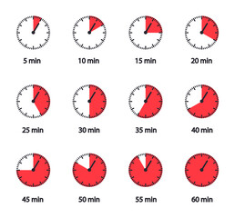 Aufkleber - Timers set icons. Clock, time. Vector illustration.
