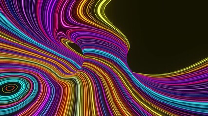 Poster - colorful psychedelic swirls moving up a torus like structure. 3d render / rendering