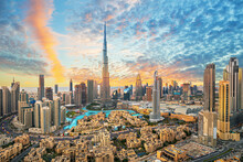 Dubai Downtown, Amazing City Center Skyline With Luxury Skyscrapers, United Arab Emirates
